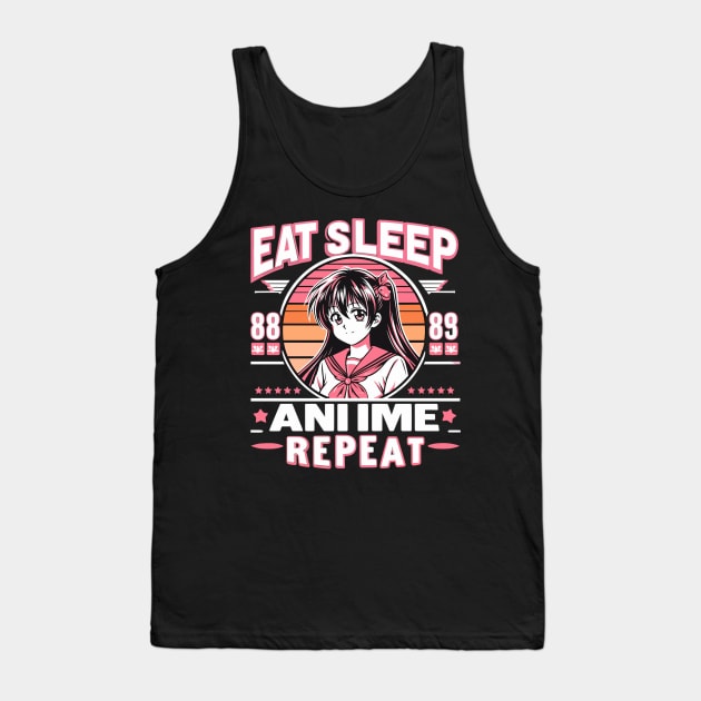 eat sleep anime repeat Tank Top by AlephArt
